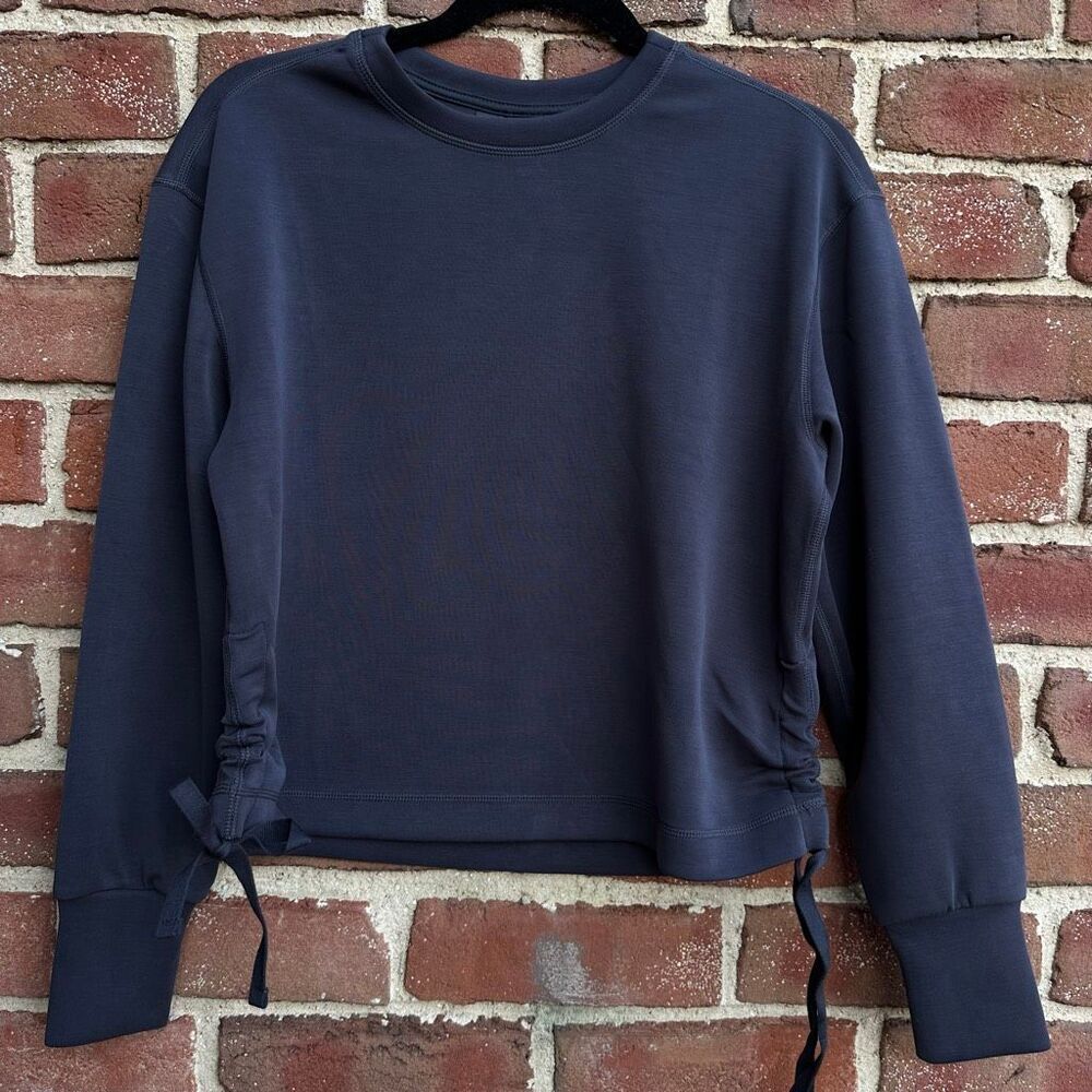 Bailey 44 $148 Brushed Modal Ruched Side Tie Pullover Top Dark Gray Womens M NEW